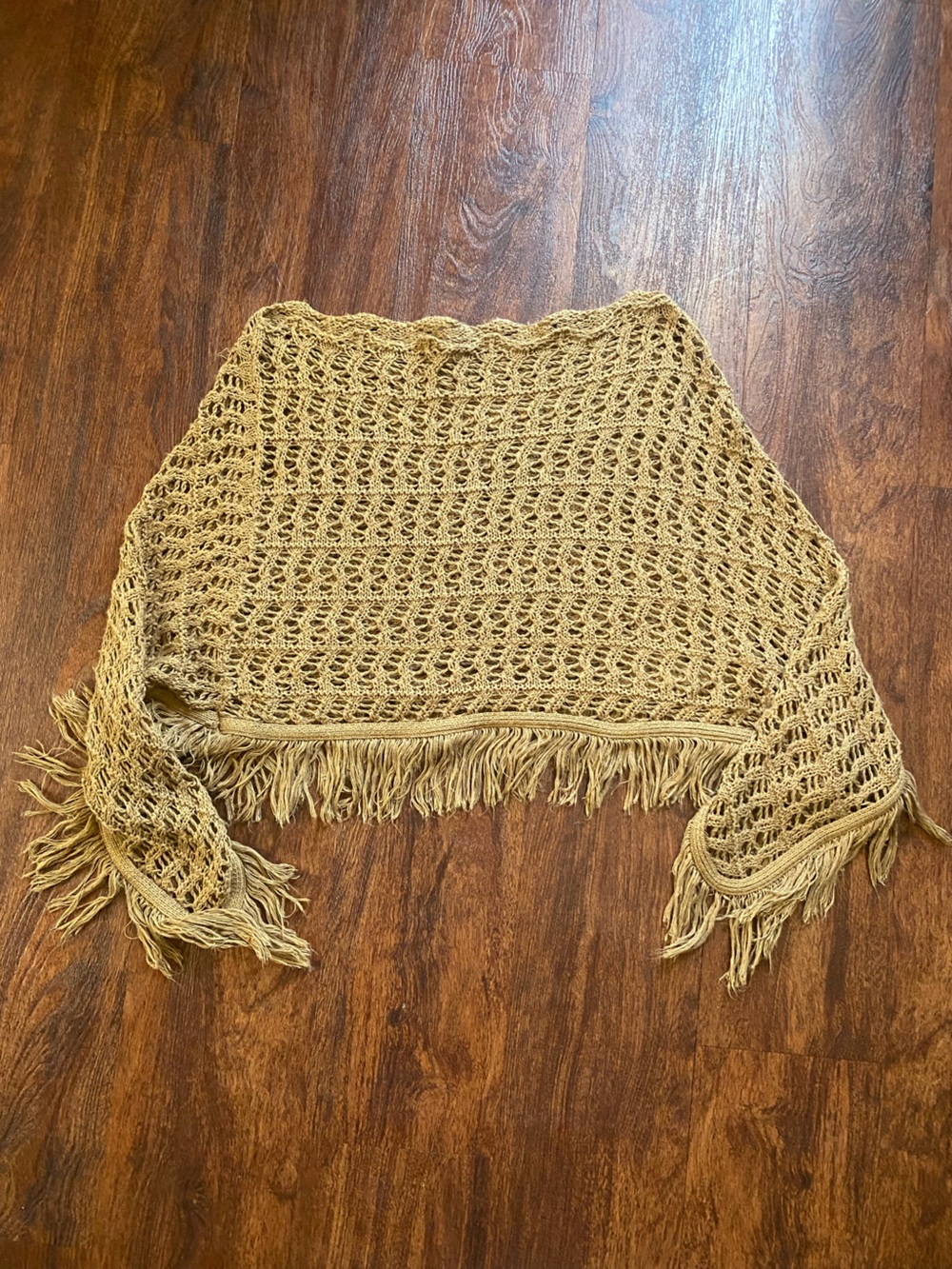 Crochet Fringe Shawl - Mustard Yellow